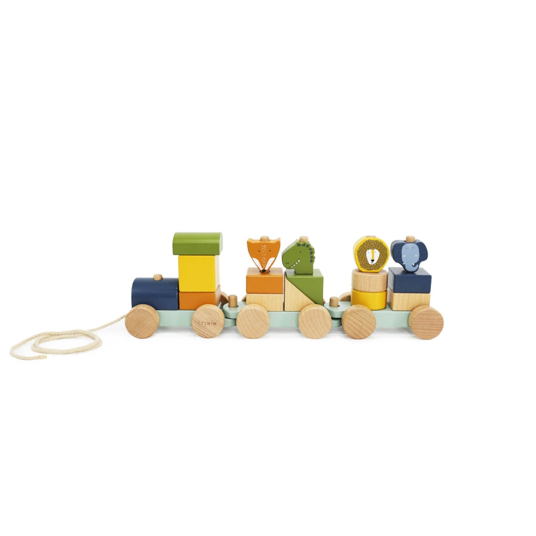 Train en bois avec animaux – Cadeau de naissance | Schmatzepuffer