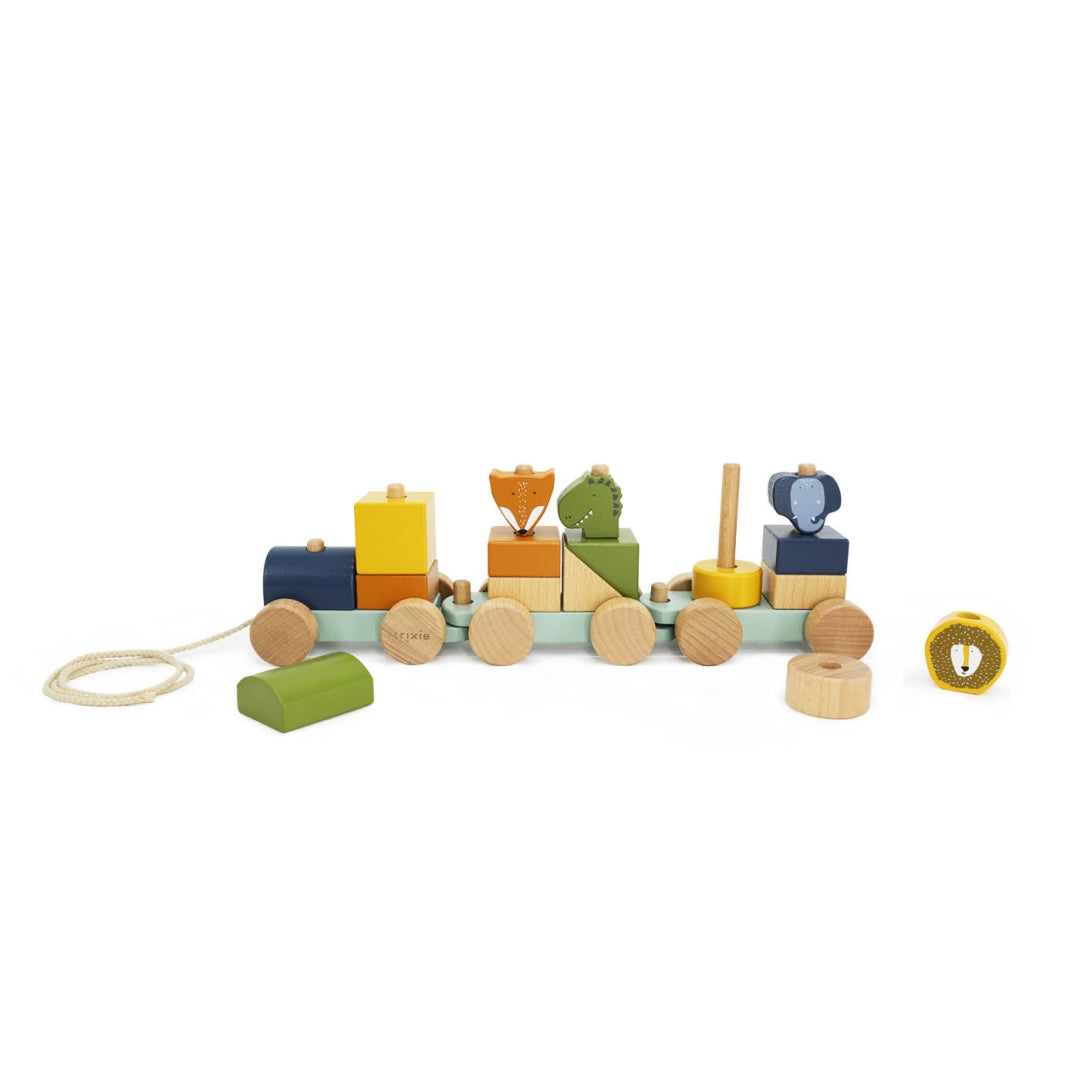 Train en bois avec animaux – Cadeau de naissance | Schmatzepuffer