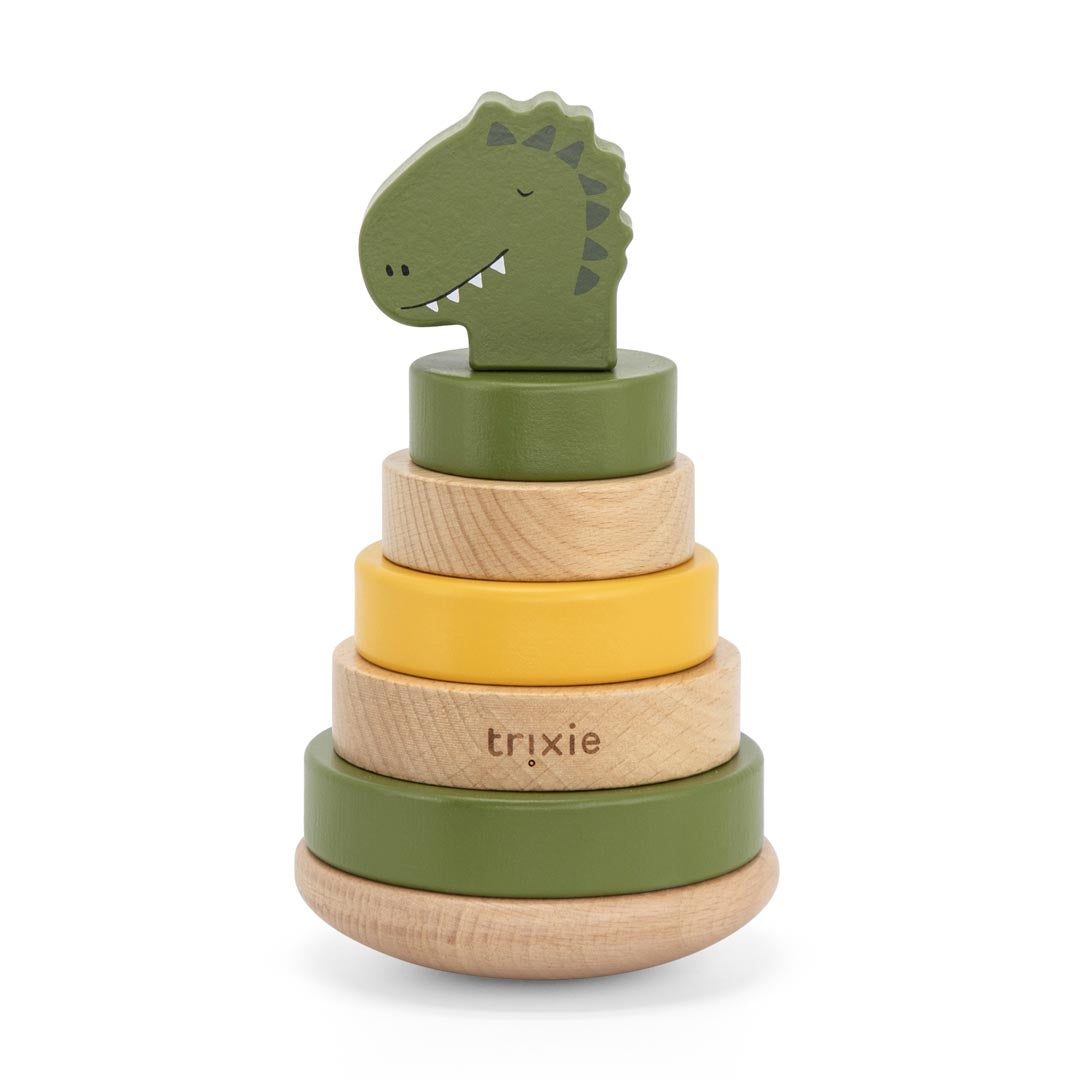 Tour de cubes en bois Monsieur Dino – Cadeau de baptême | Schmatzepuffer