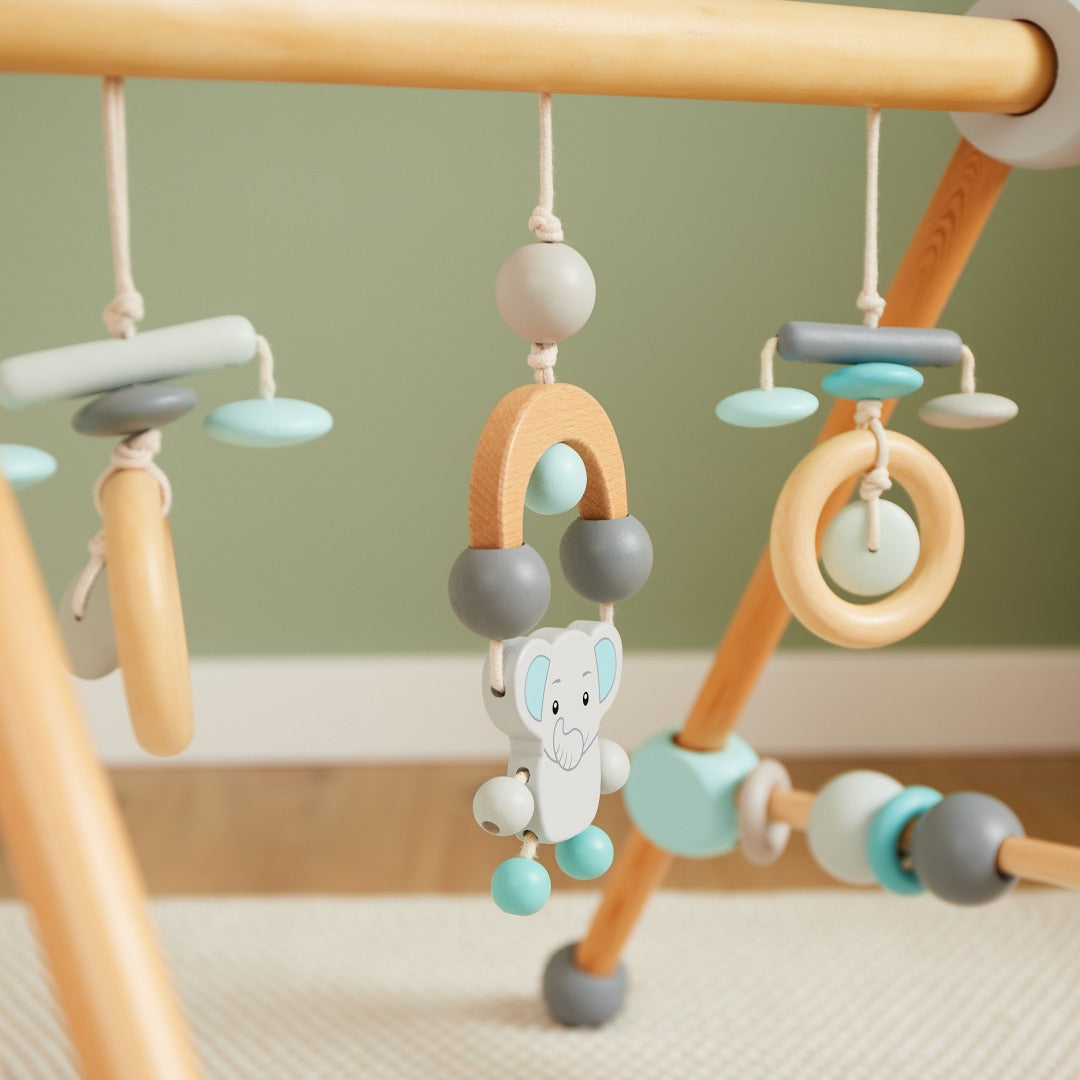 Spielbogen Elefant aus Holz für Babys | Schmatzepuffer