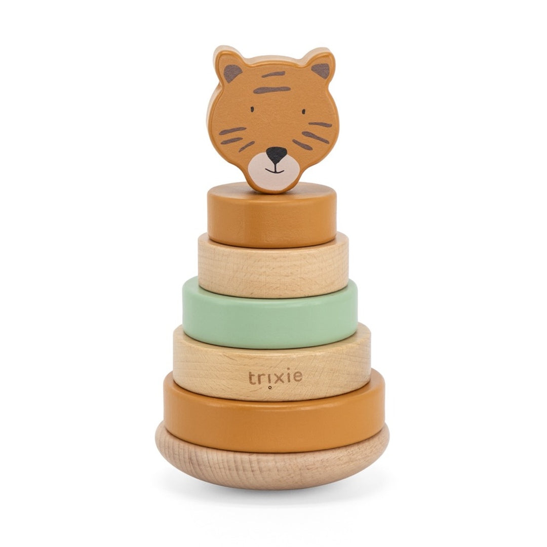 Stapelturm Holz Herr Tiger – Geschenk zur Taufe | Schmatzepuffer