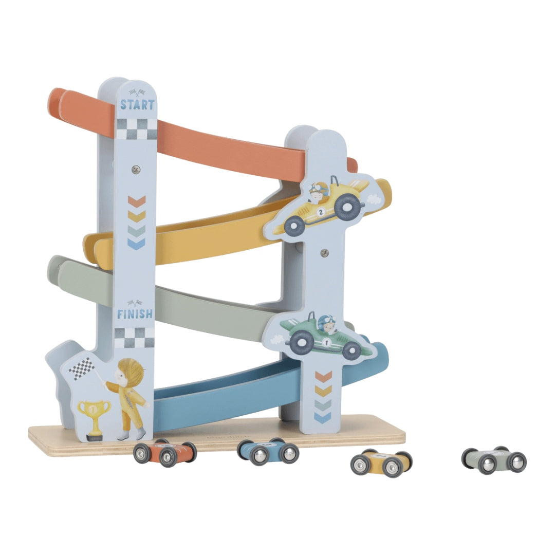 Circuit de course en bois personnalisé pour baptême avec nom et date de baptême | Schmatzepuffer®