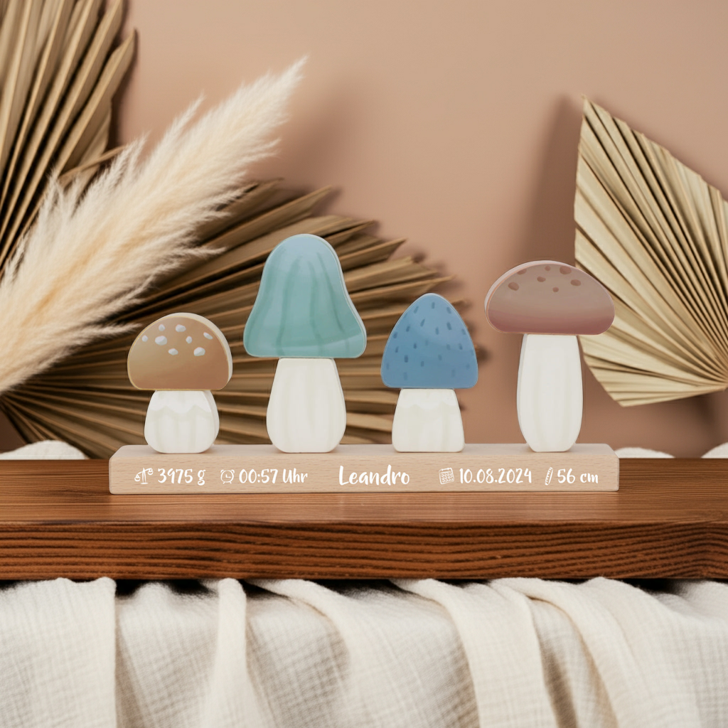 Stacking Mushrooms Forest Friends personalized - Birth Gift