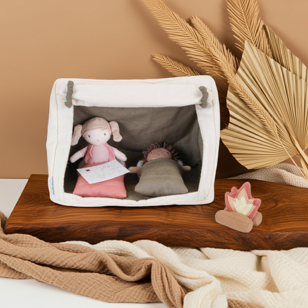 Kuschelpuppen Camping Set – Rollenspiel für kleine Entdecker