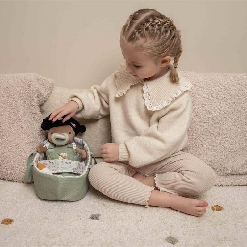 Poupée de chiffon Bébé Evi avec kit de soin Fleurs et Papillons