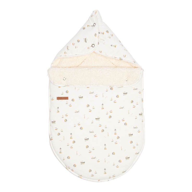 Baby car seat footmuff 0+ Sailors Bay white | Little Dutch