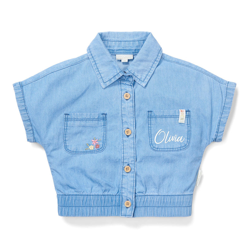 Bluse kurzarm Denim – Leichte Kinderbluse für Alltag & Freizeit