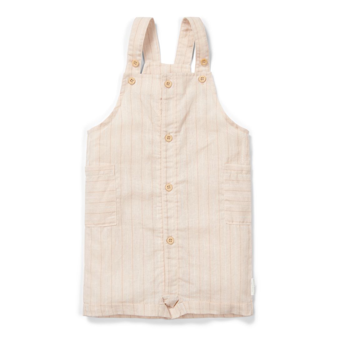 Kurze Latzhose Sand Stripes – Sommerhose für Babys & Kleinkinder