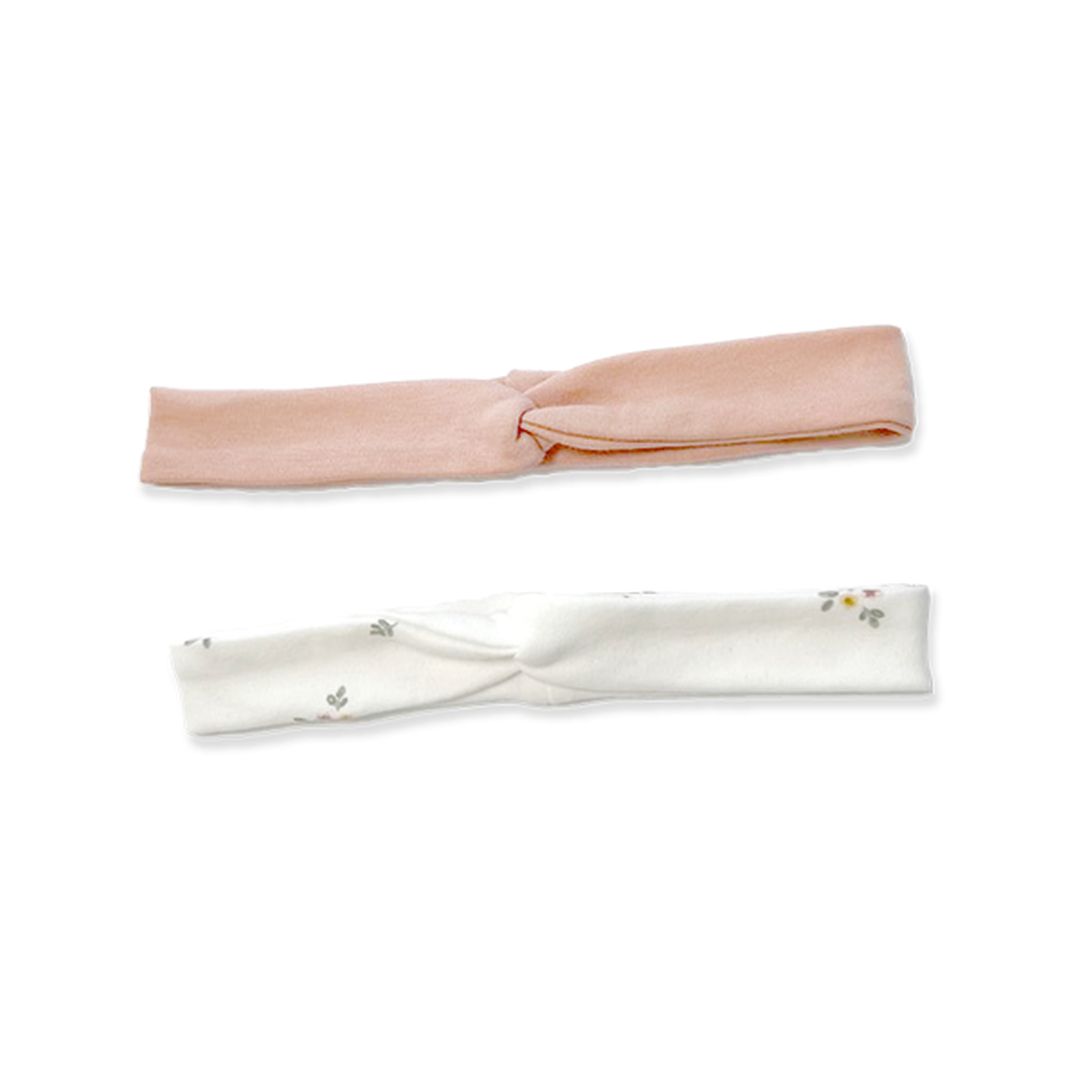 Bandeaux bébé, lot de 2, blanc/rose, taille 1 | Little Dutch