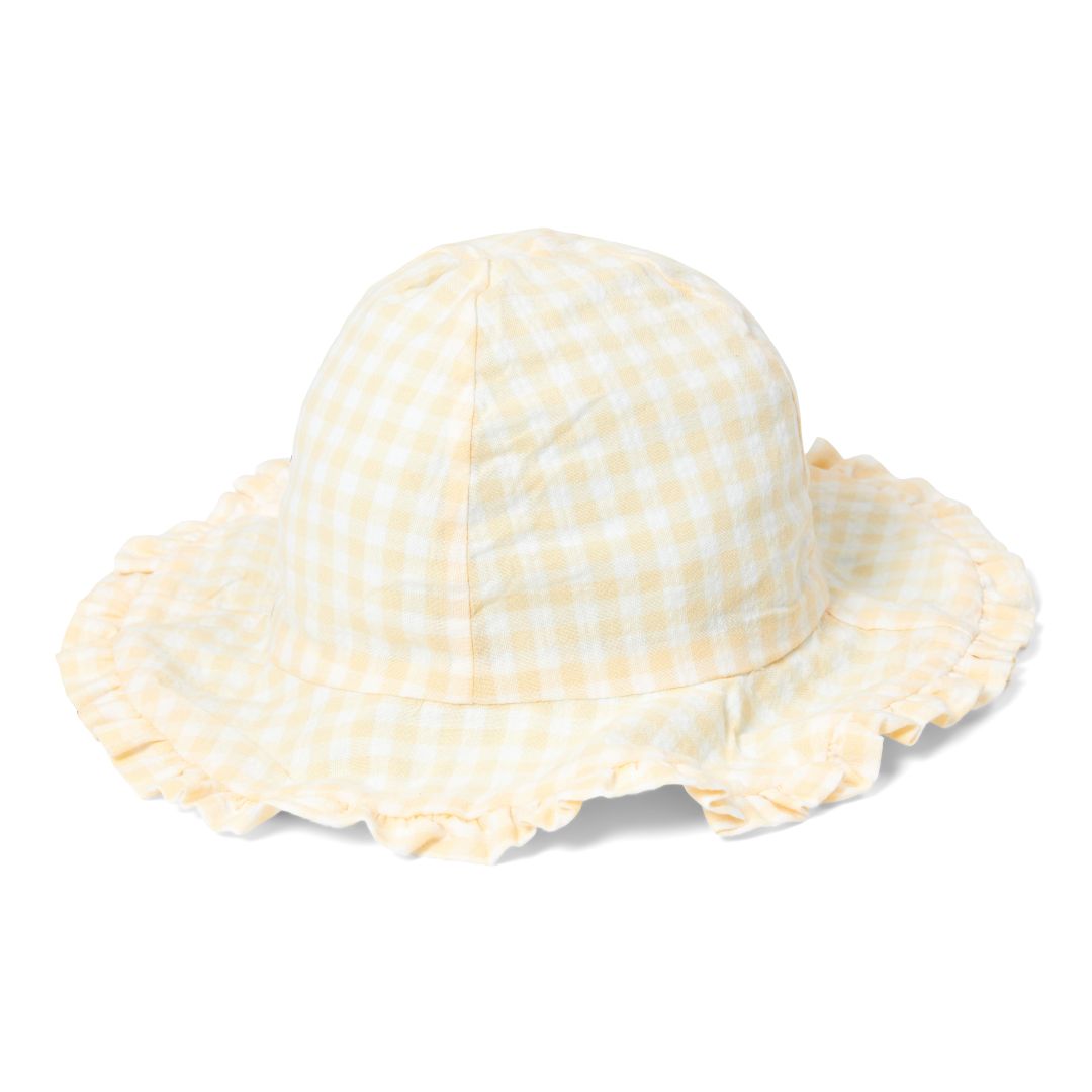 Sun hat reversible Sea Green / Sunshine Checks size 1 | Little Dutch