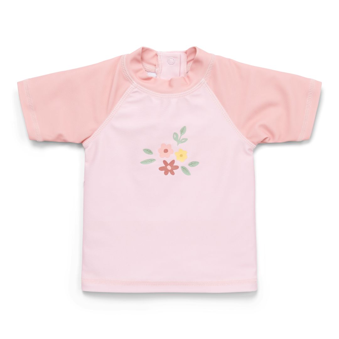 Short Sleeve UV Shirt Flower Pink for Kids