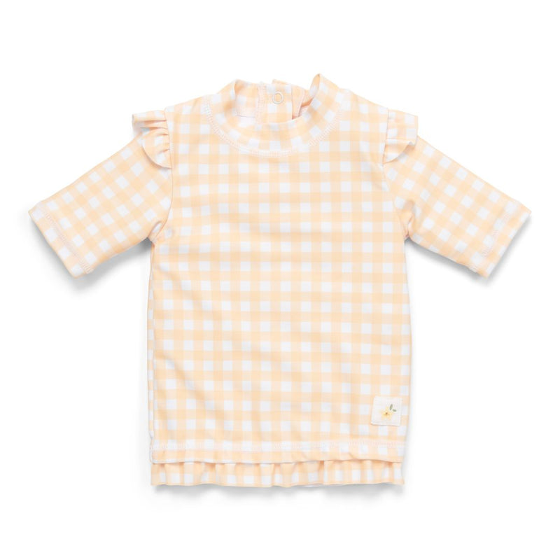 Short-Sleeve UV Shirt Sunshine Checks with Ruffles