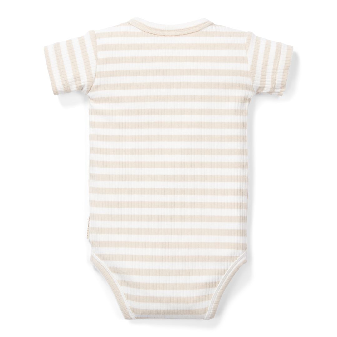 Short-sleeved Bodysuit Sand White Striped for Babies