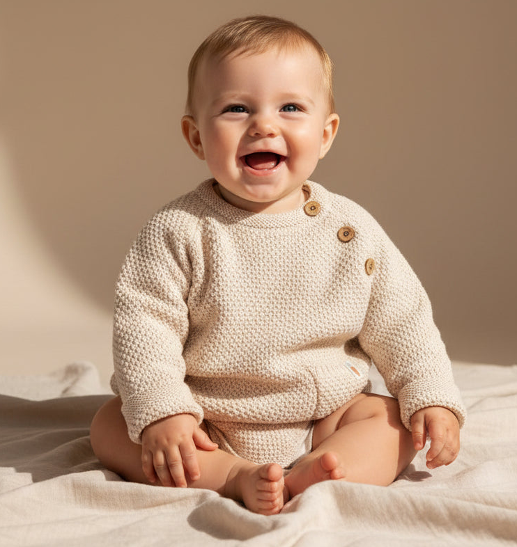 Gestrickter Pullover Sand für Babys und Kinder