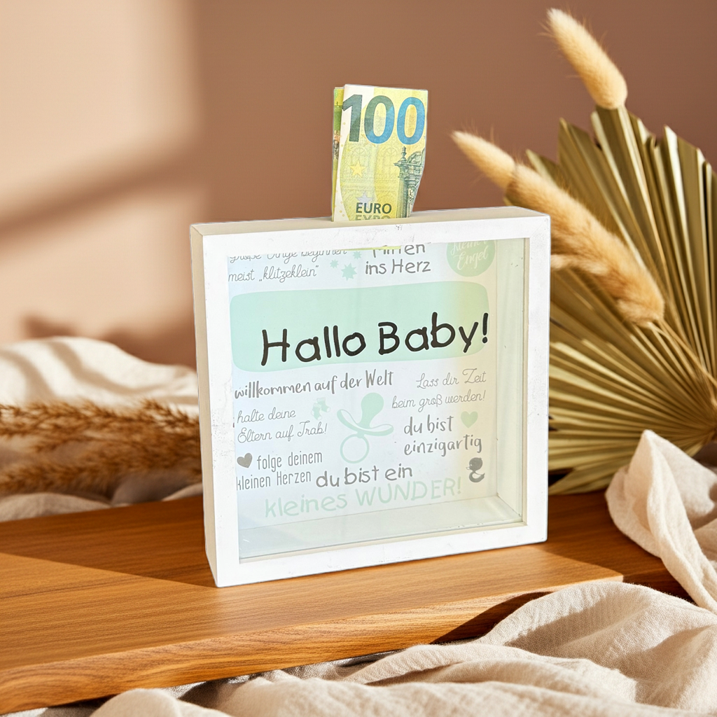 Piggy Bank Hello Baby - Money Gift for Birth | Schmatzepuffer