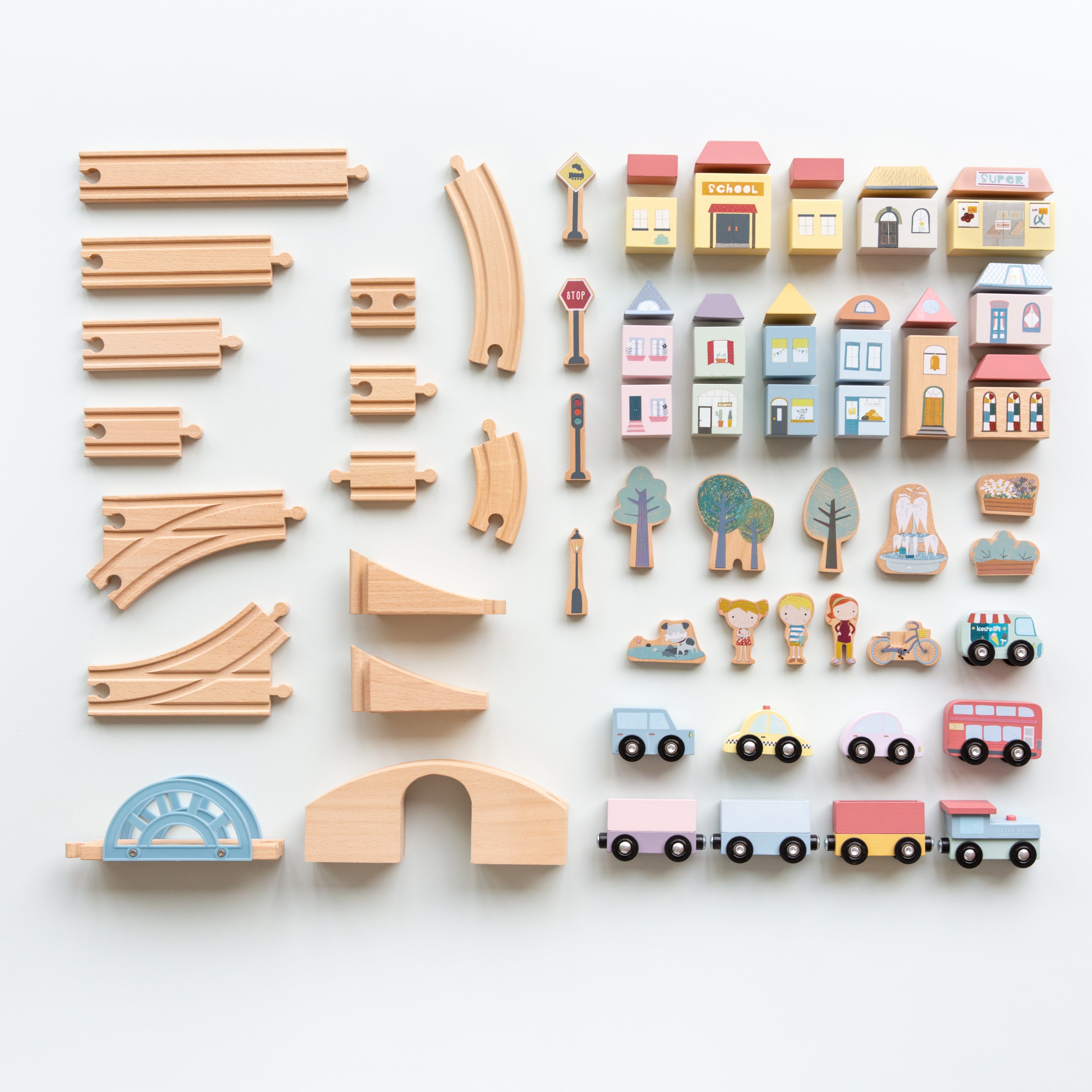 Wooden train starter set XXL made of wood | Smack buffers