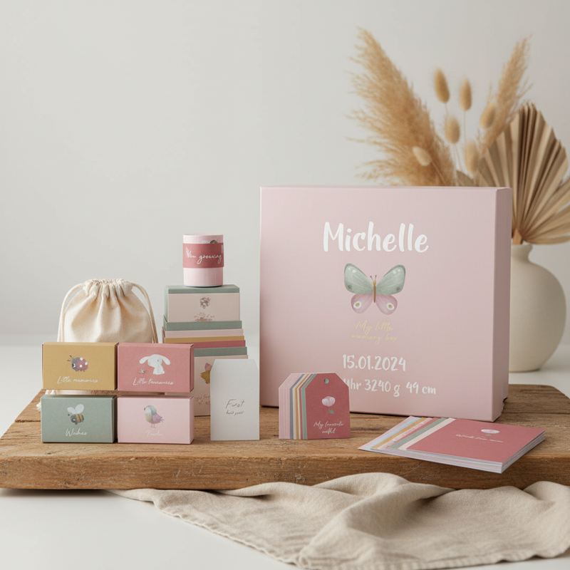 Erinnerungsbox Flowers & Butterflies – Baby Erinnerungen bewahren
