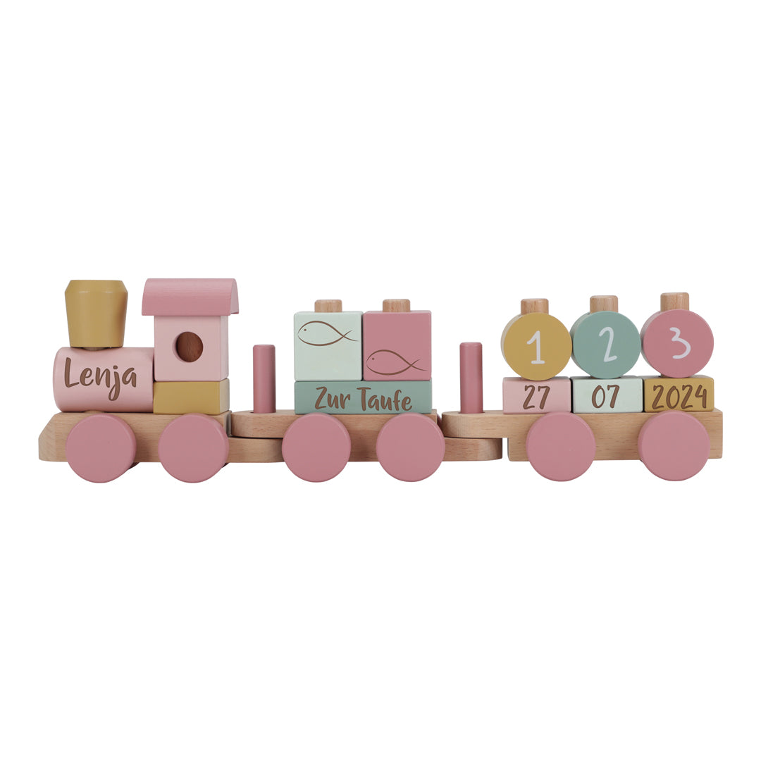 Train en bois personnalisé Fairy Garden - Cadeau de baptême