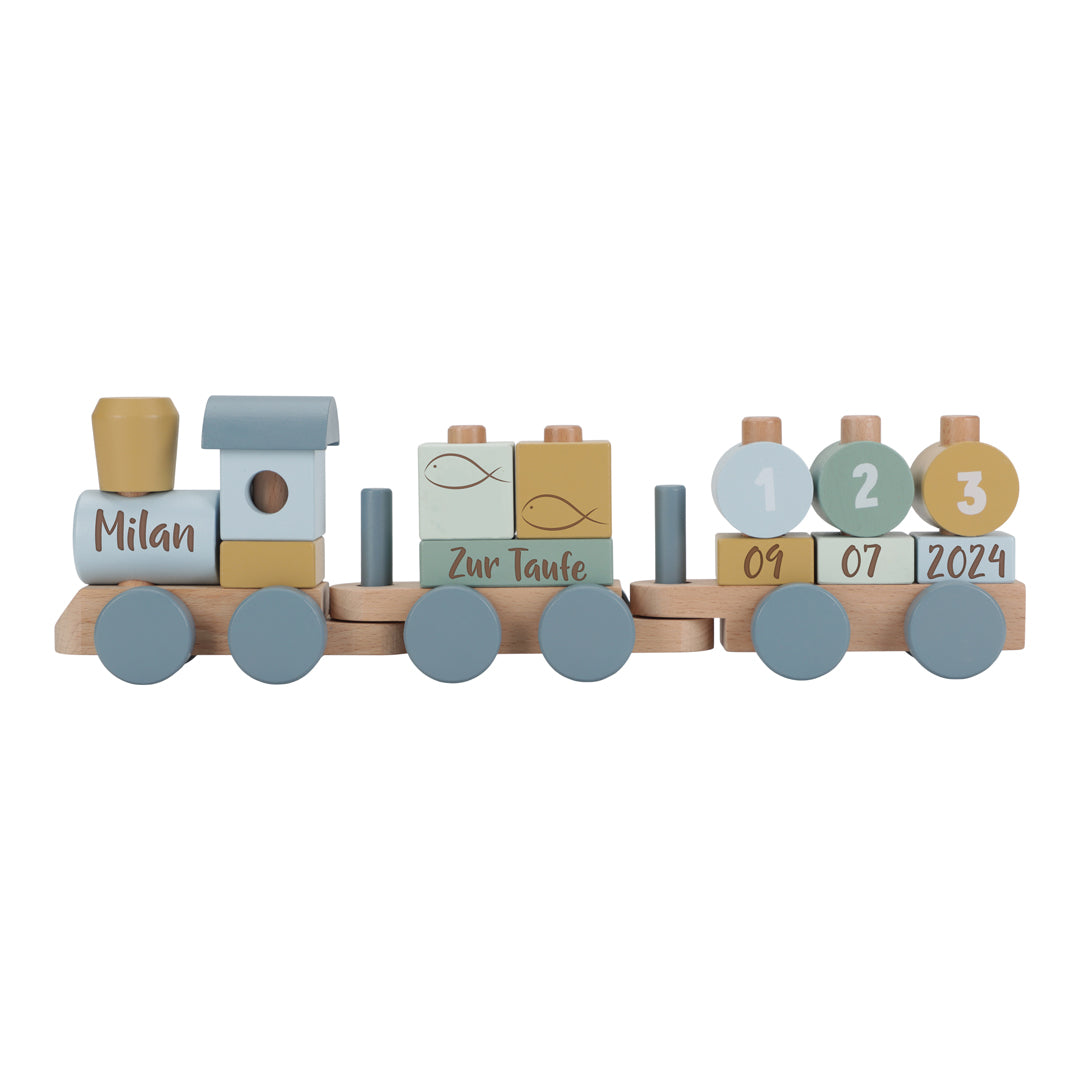 Personalized Wooden Train Forest Friends - Christening Gift