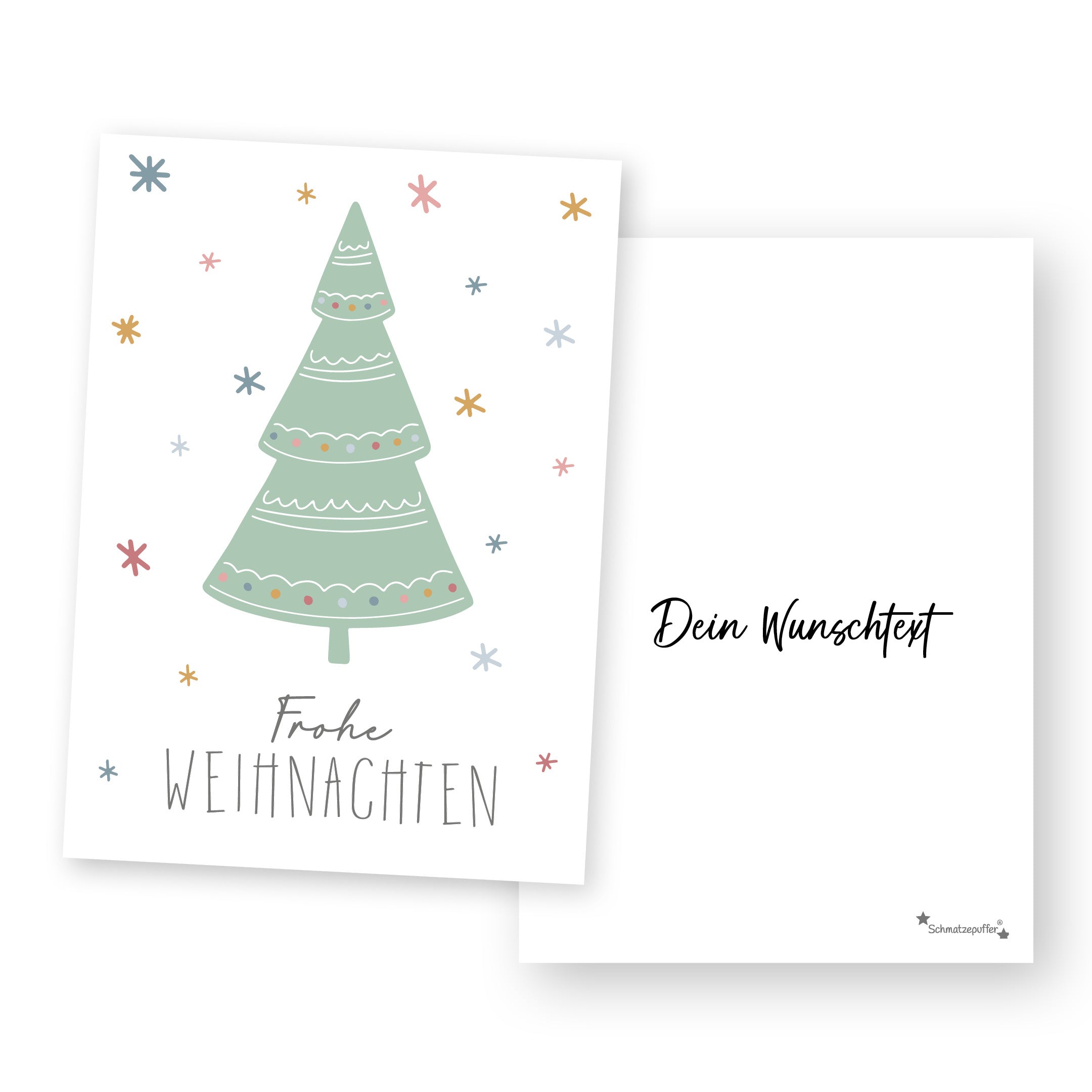 Personalisierte Grußkarte "Fröhliche Weihnachten" - Baum