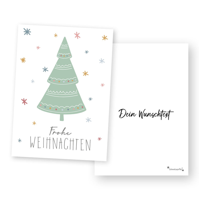 Personalisierte Grußkarte "Fröhliche Weihnachten" - Baum
