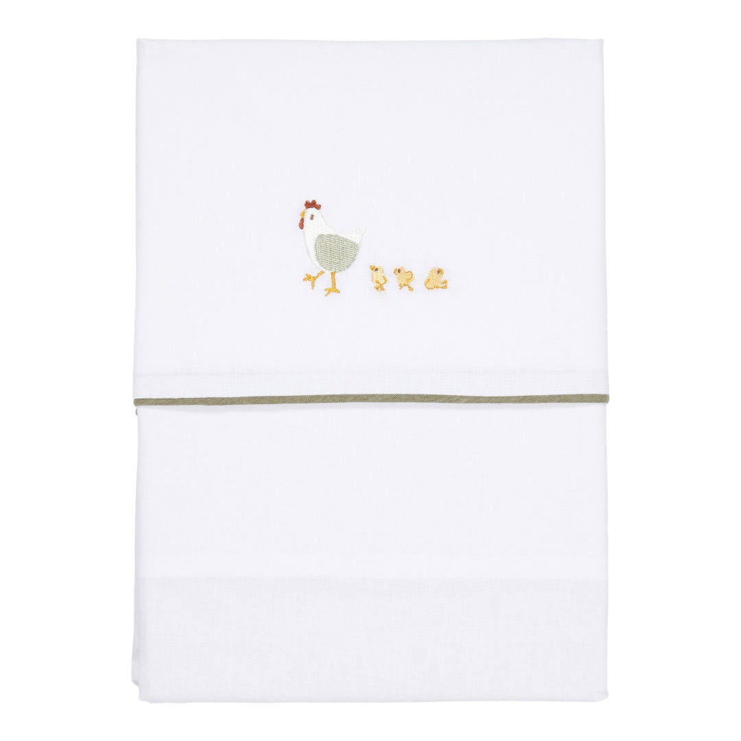 Kinderbettlaken bestickt 110 x 140 cm -  Little Farm | Little Dutch