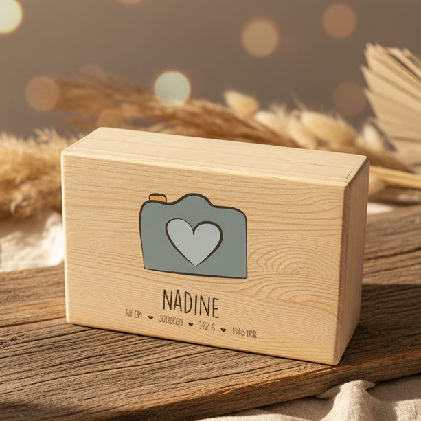 XL Memory Boxes - Natural Wood - Christening / School / Kindergarten / Communion - Personalized | Smack Boxes
