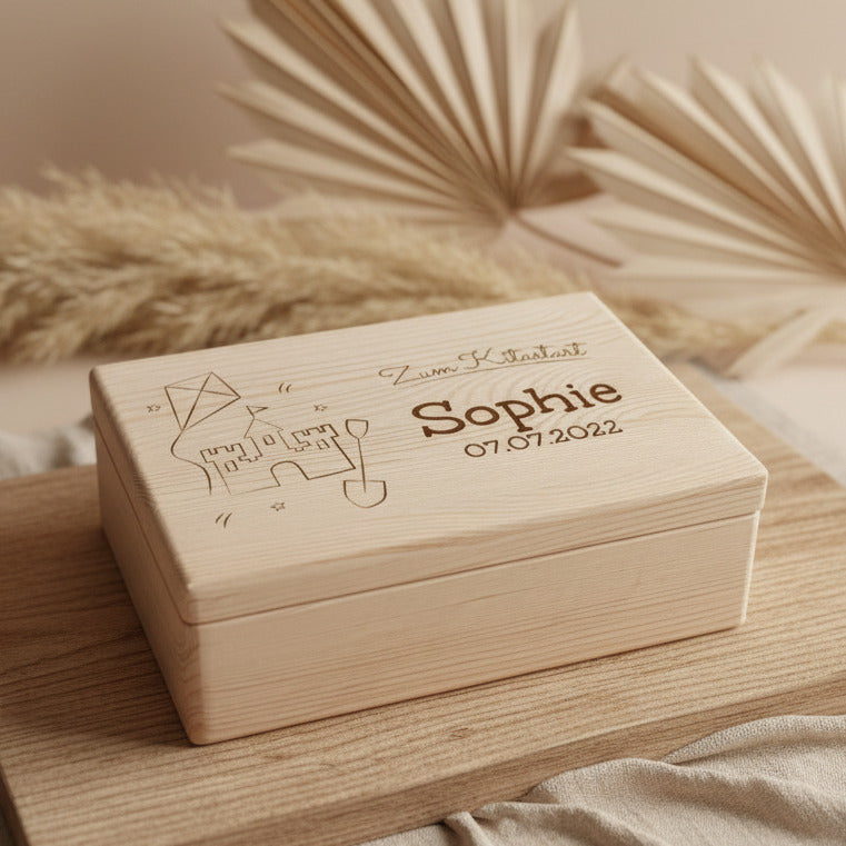 XL Memory Boxes - Natural Wood - Christening / School / Kindergarten / Communion - Personalized | Smack Boxes