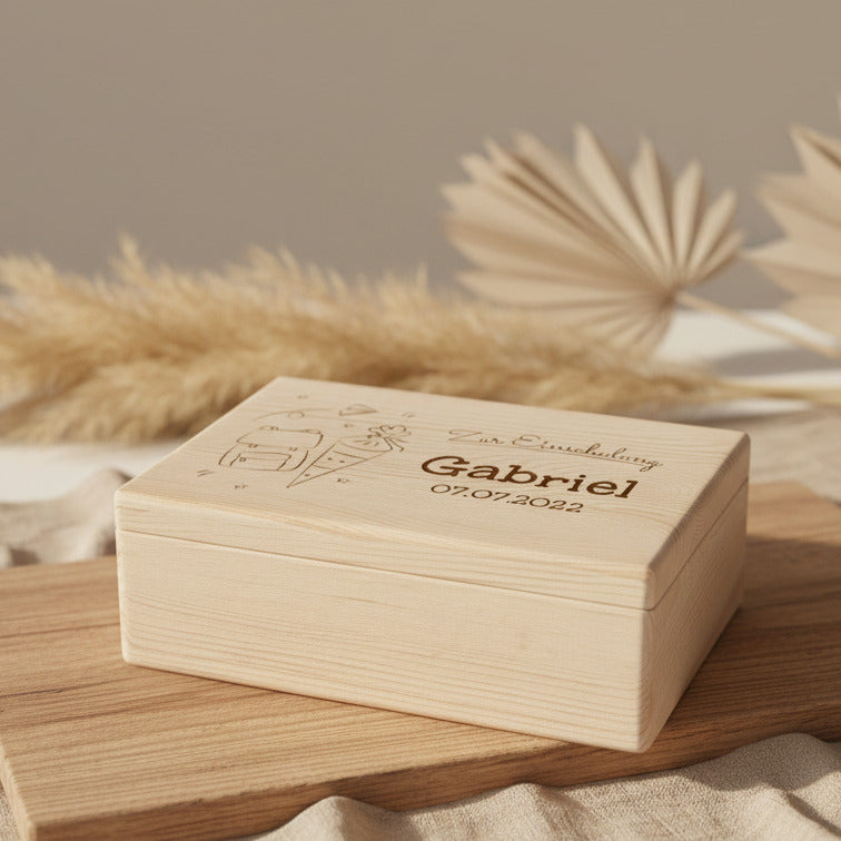 XL Memory Boxes - Natural Wood - Christening / School / Kindergarten / Communion - Personalized | Smack Boxes