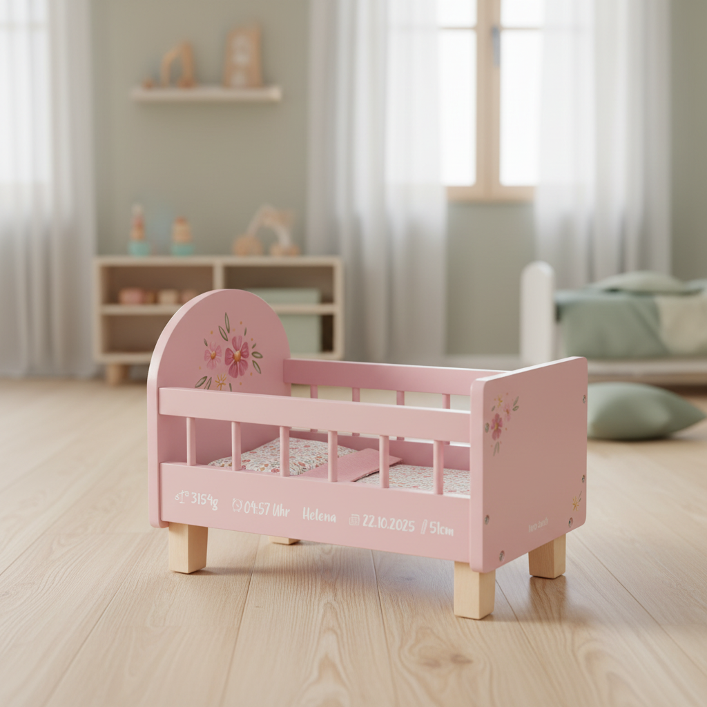 Lit de poupée en bois pour enfants | Schmatzepuffer