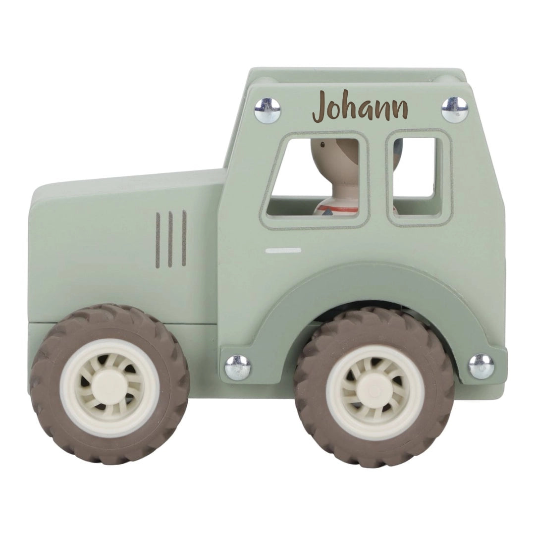 Personalisierter Holztraktor – Holzspielzeug Traktor mit Name | Schmatzepuffer