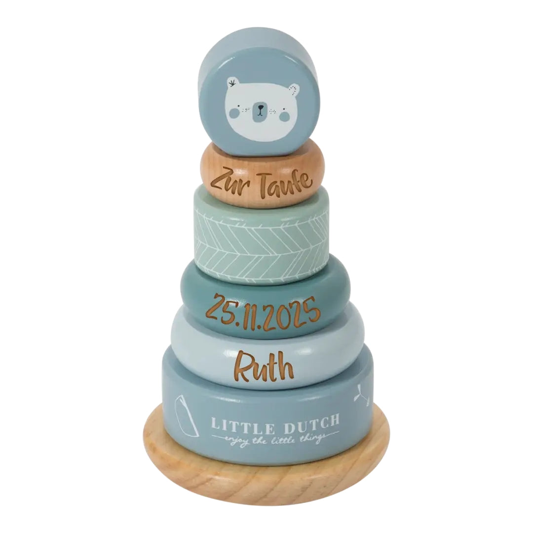 Personalized Stacking Tower Adventure Blue - Christening Gift | Schmatzepuffer