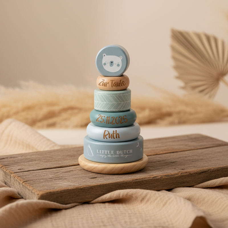 Personalized Stacking Tower Adventure Blue - Christening Gift | Schmatzepuffer