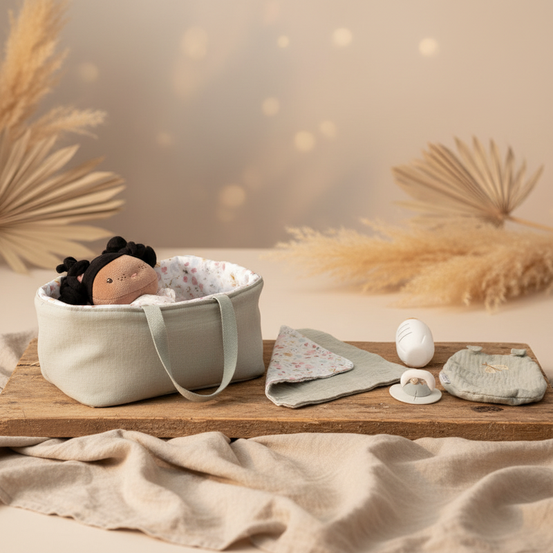 Poupée de chiffon Bébé Evi avec kit de soin Fleurs et Papillons