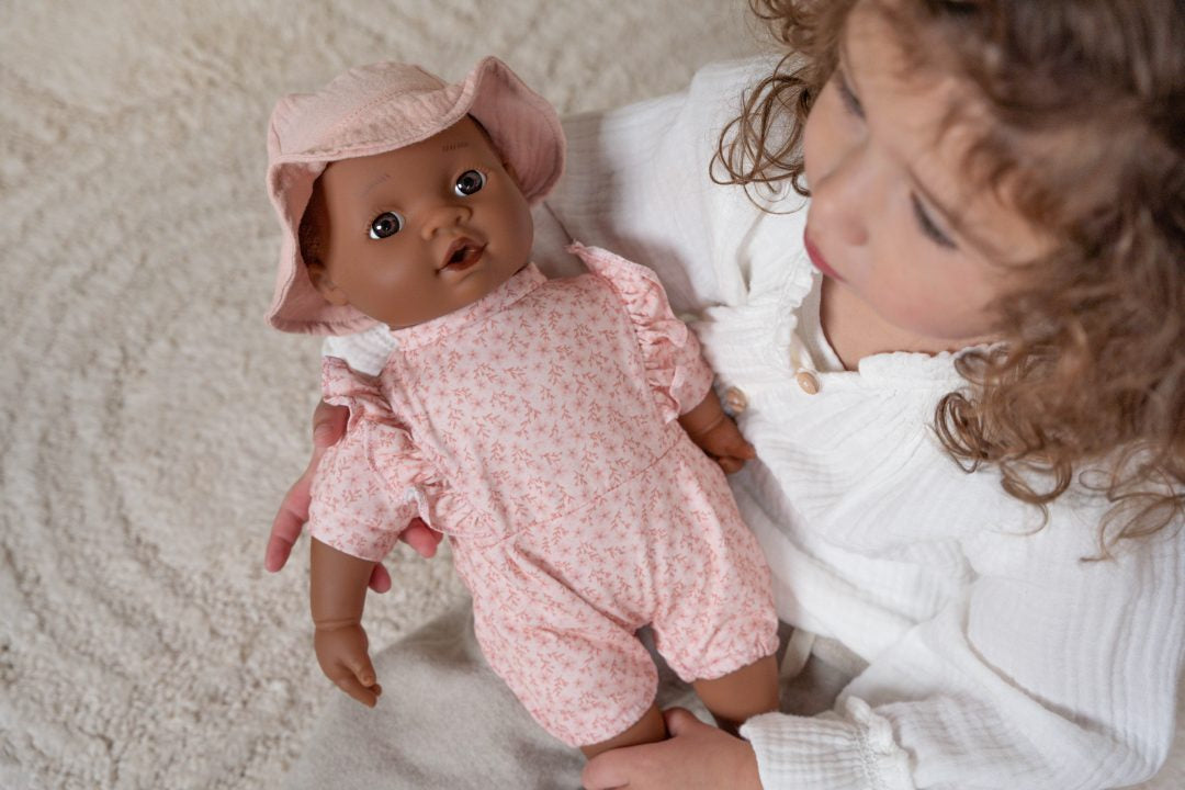 Personalisierte Puppenkleidung mit Namen – Rosa Set für Puppen 33–36 cm