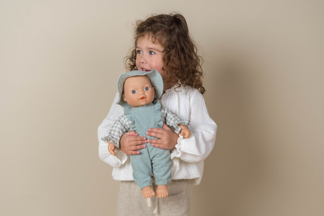 Personalisierte Puppenkleidung mit Namen – Grün Set für Puppen 33–36 cm