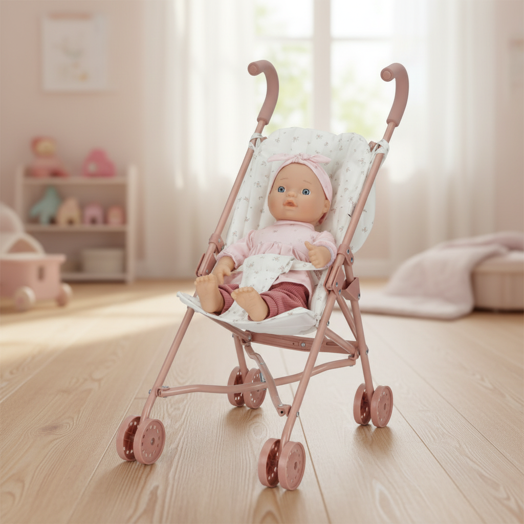 Puppenbuggy Metall inkl. Buggytasche