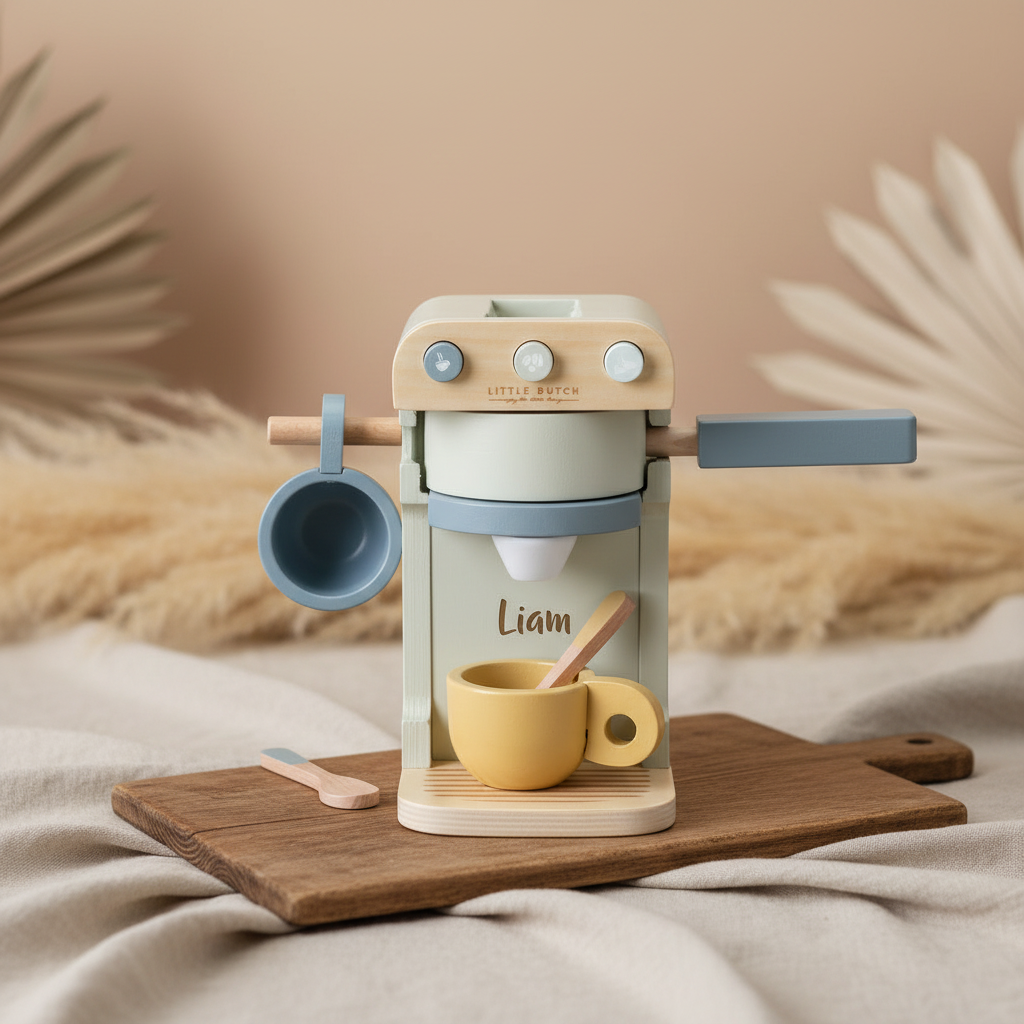 Kaffeemaschine Holz, klein, mint