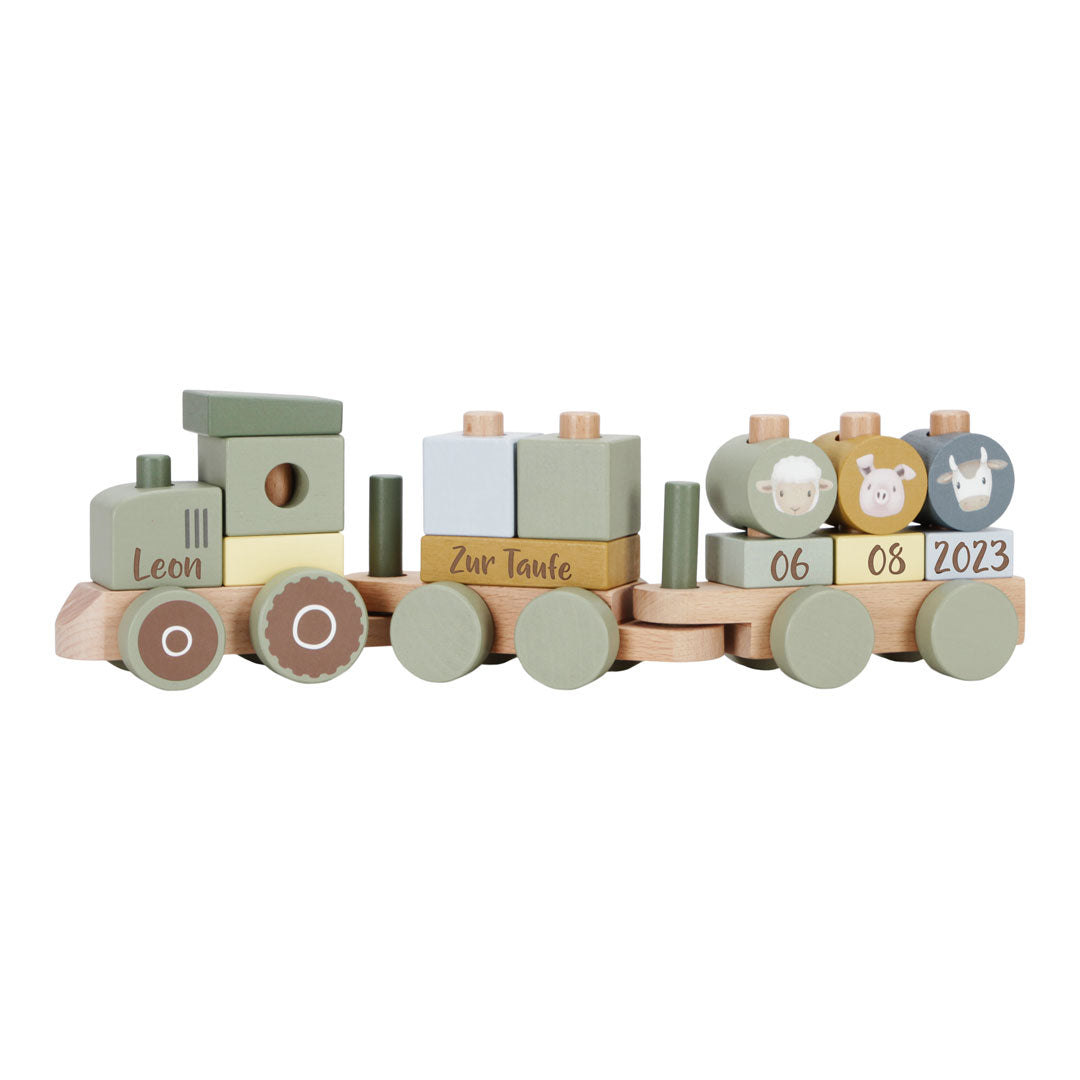 Train en bois personnalisé Little Farm avec nom – Cadeau de baptême | Schmatzepuffer