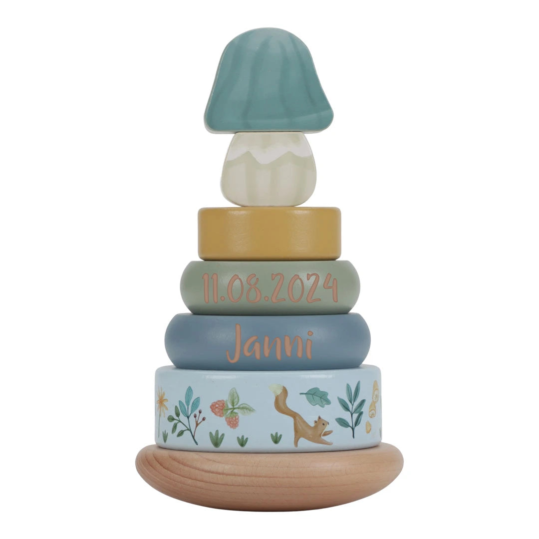 Wooden stacking tower Forest Friends "For Birth" | Little Dutch