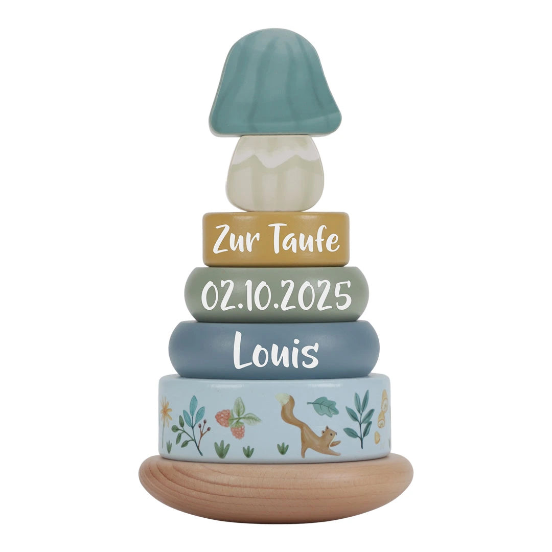 Holz-Stapelturm mit Ringen Forest Friends "Zur Taufe" | Little Dutch