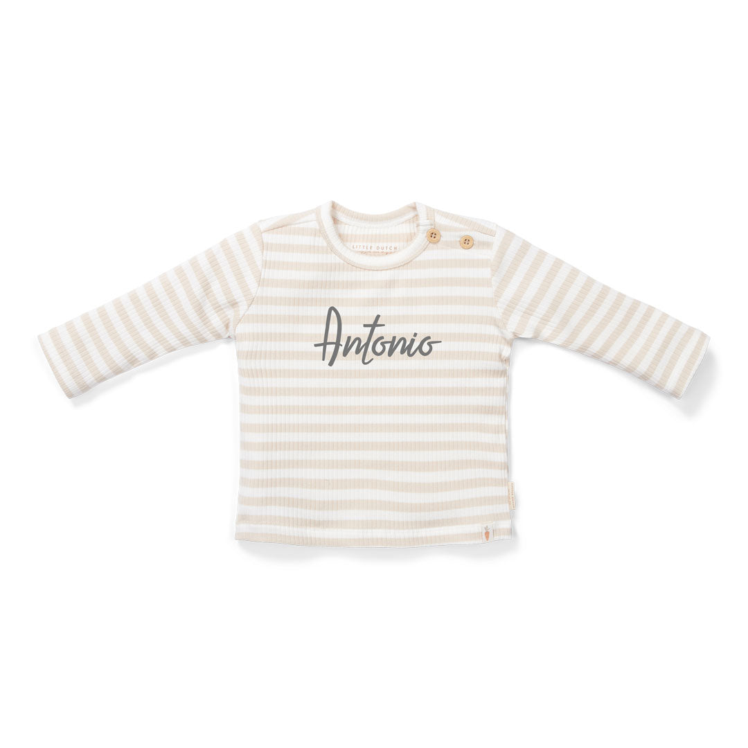 Langarm T-Shirt Stripe Sand White für Babys und Kinder
