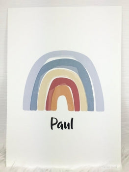 Personalisiertes Poster zur Geburt mit Name – Regenbogen Babyzimmer Deko