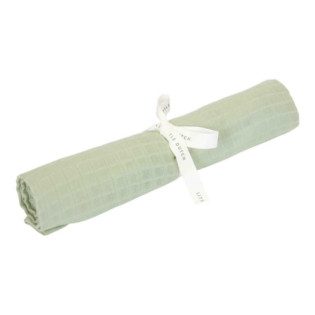 Musselintuch Swaddle 120 × 120 cm Salbeigrün – Bio-Baumwolle