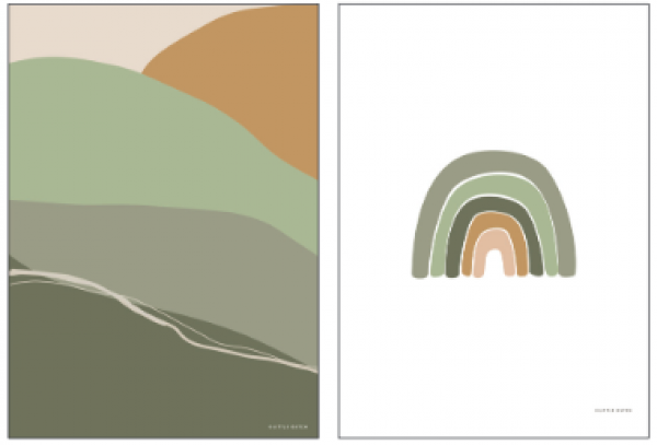 Affiche A3 Horizont olive « impression recto verso » | Little Dutch