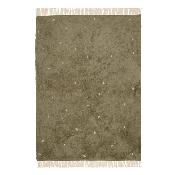 Children's rug with polka dots, Pure, olive, 170 x 120 cm | Little Dutch