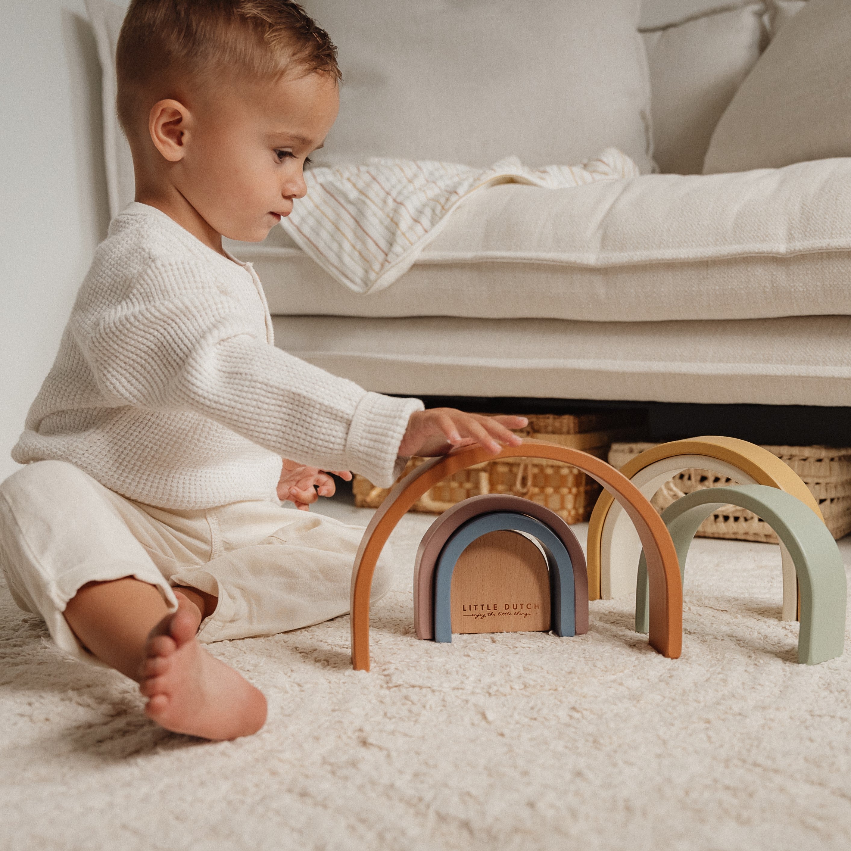 Vintage Rainbow Stacking Tower – Personalized Gift for a Newborn