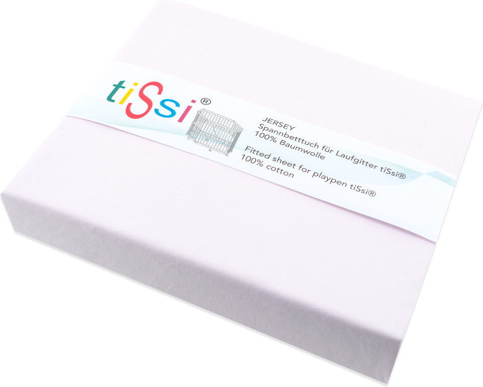 Pink fitted sheet for 6-sided playpen by TiSsi, made of soft, durable 100% cotton jersey fabric