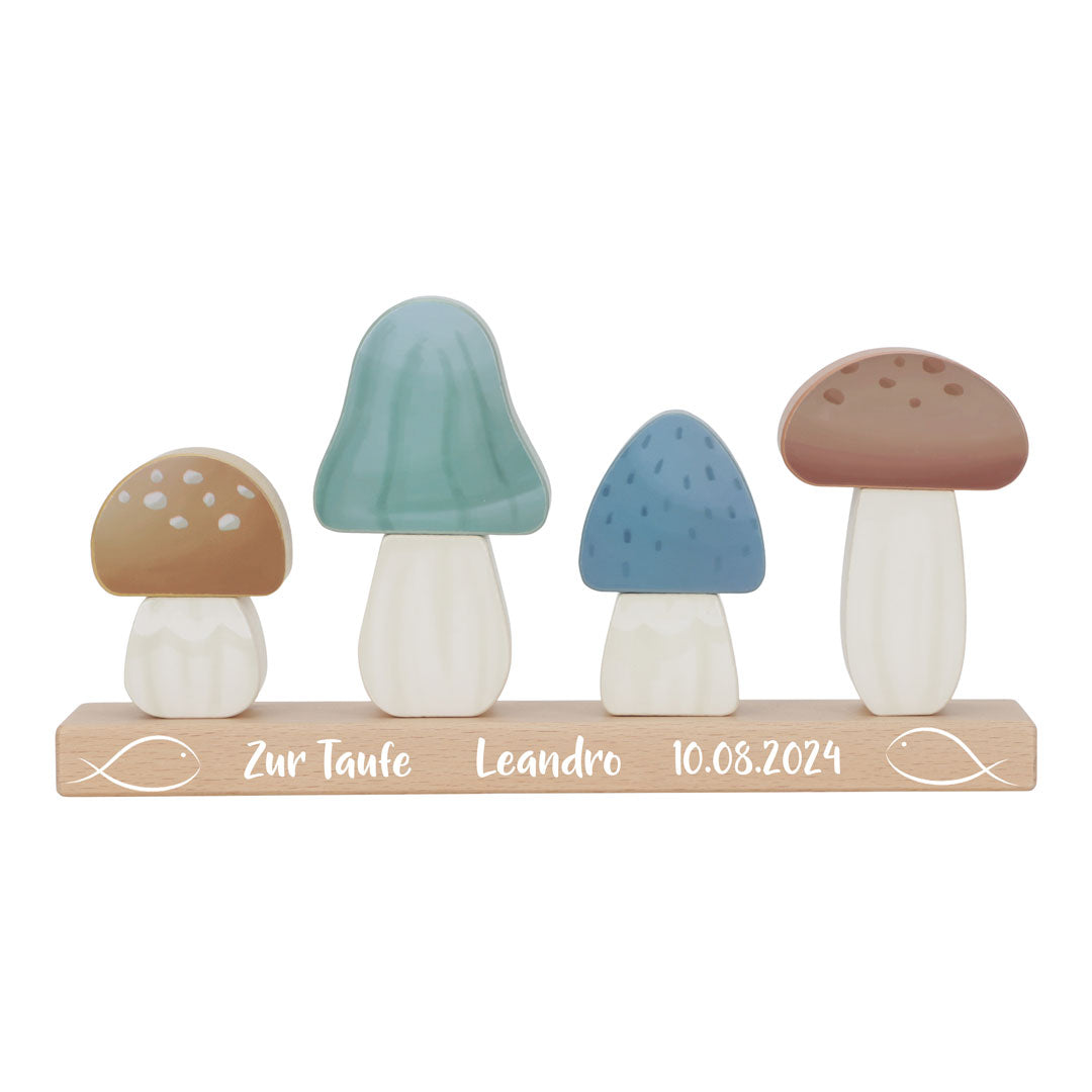 Personalized Stacking Mushrooms Forest Friends – Christening Gift | Schmatzepuffer