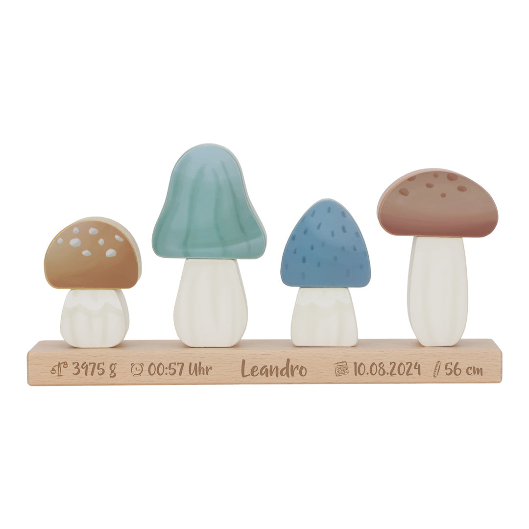 Stacking Mushrooms Forest Friends personalized - Birth Gift